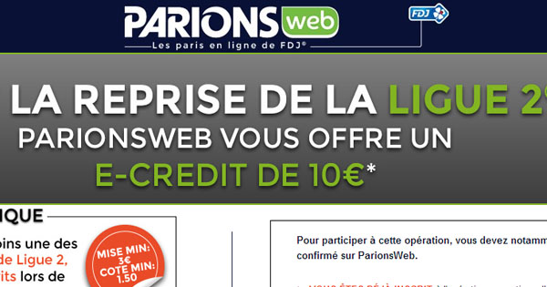 ParionsWeb : Ligue 2 Freebet
