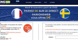 France Suède : Freebet ParionsWeb