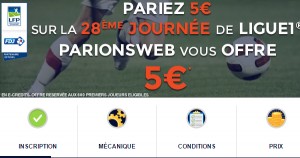 ParionsWeb offre 5€ sur la Ligue 1
